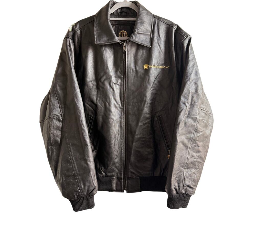 Bradford Exchange Patriotic Leather Bomber Jacket Men’s XL Eagle American Flag